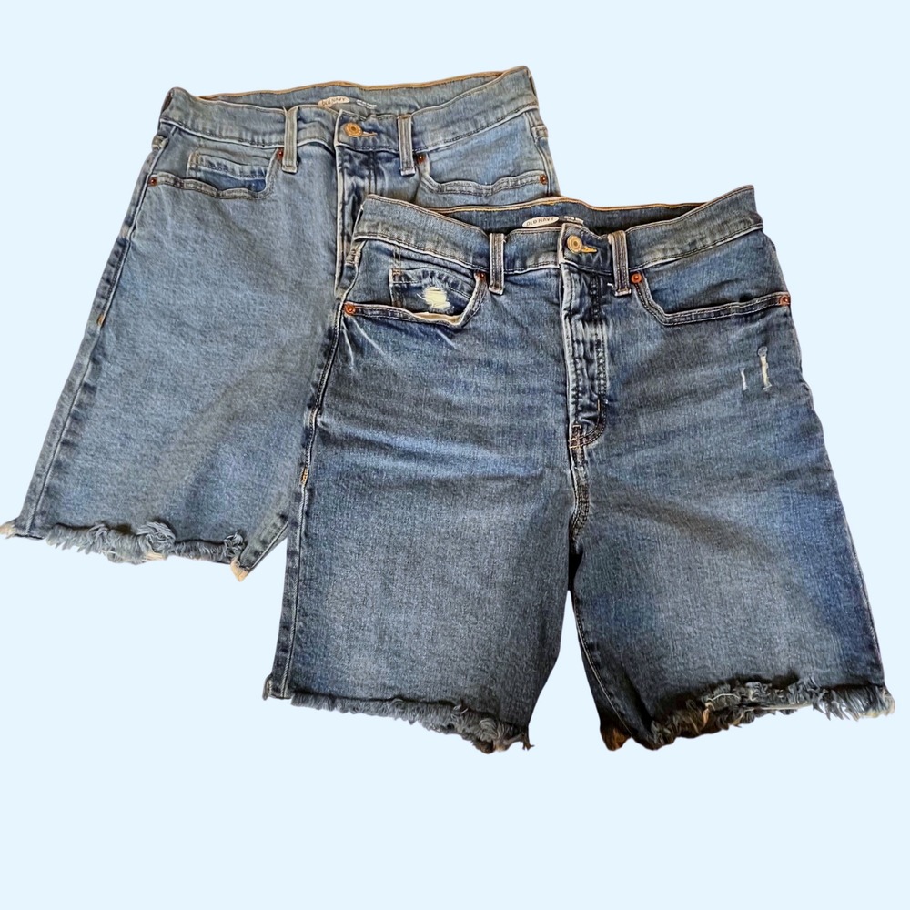 2 Pair Sky-Hi Shorts High Rise Cut Off Size 4 Button Pockets Womens Old Navy EUC